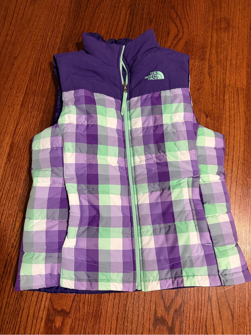 The North Face Youth Girls Reversible Plaid Puffer Vest